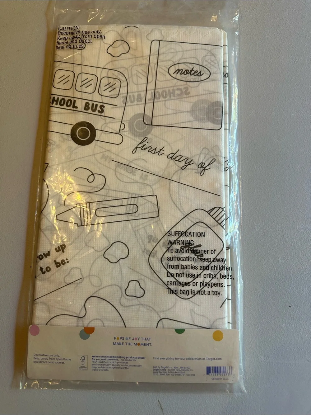 Spritz White Color-Your-Own School-Themed Table Cover
